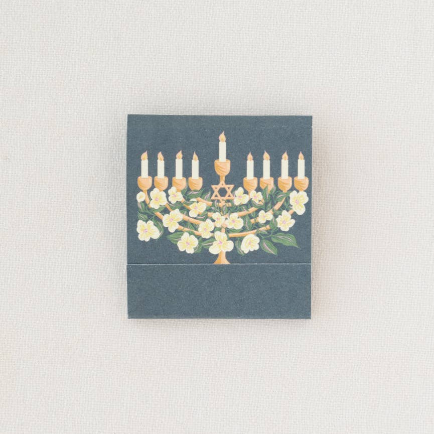 Floral Menorah Matches Closed View