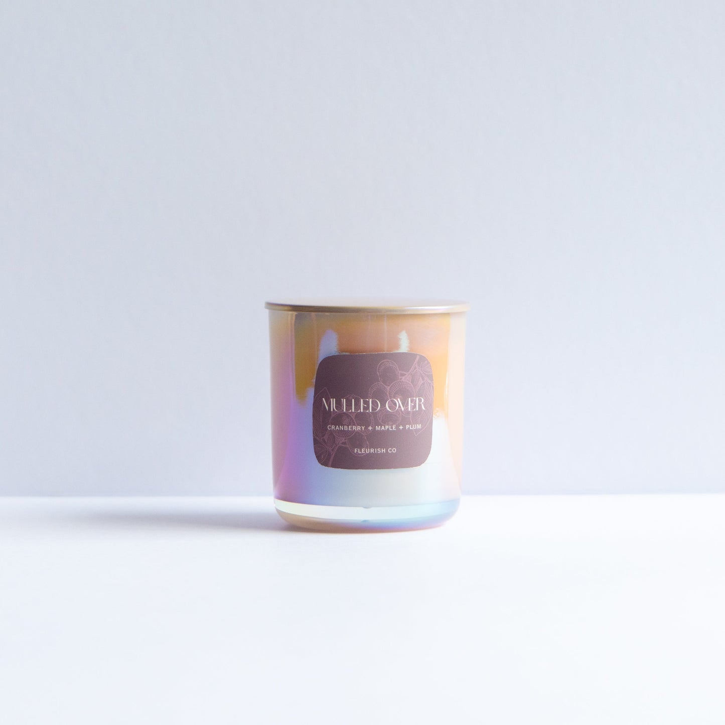 Mulled Over | Iridescent Blush | 9 oz Glass with Metal Lid Double Wick Artisan Candle