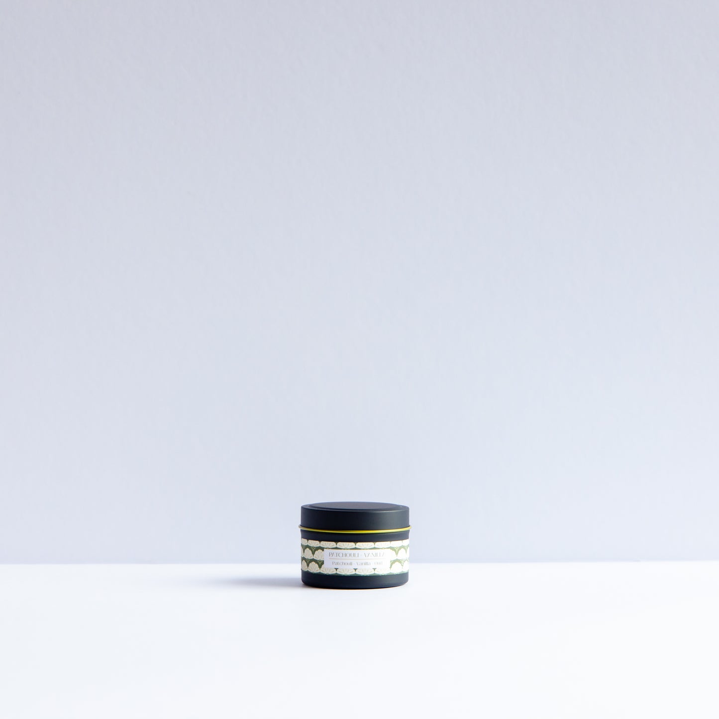 Patchouli + Vanilla | Black | 4 oz Metal Tin Single Wick Artisan Candle