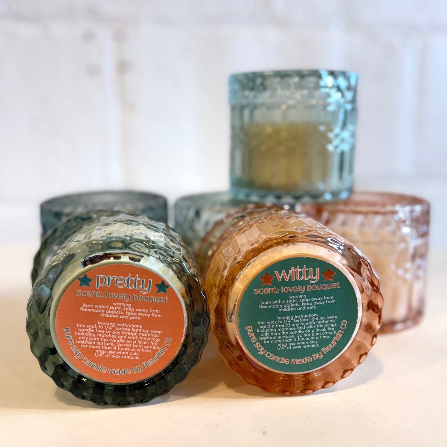 Teal Showgirl Inspired 'Pretty' Candle | 8 oz Glamour Glass Vessel | Double Wick