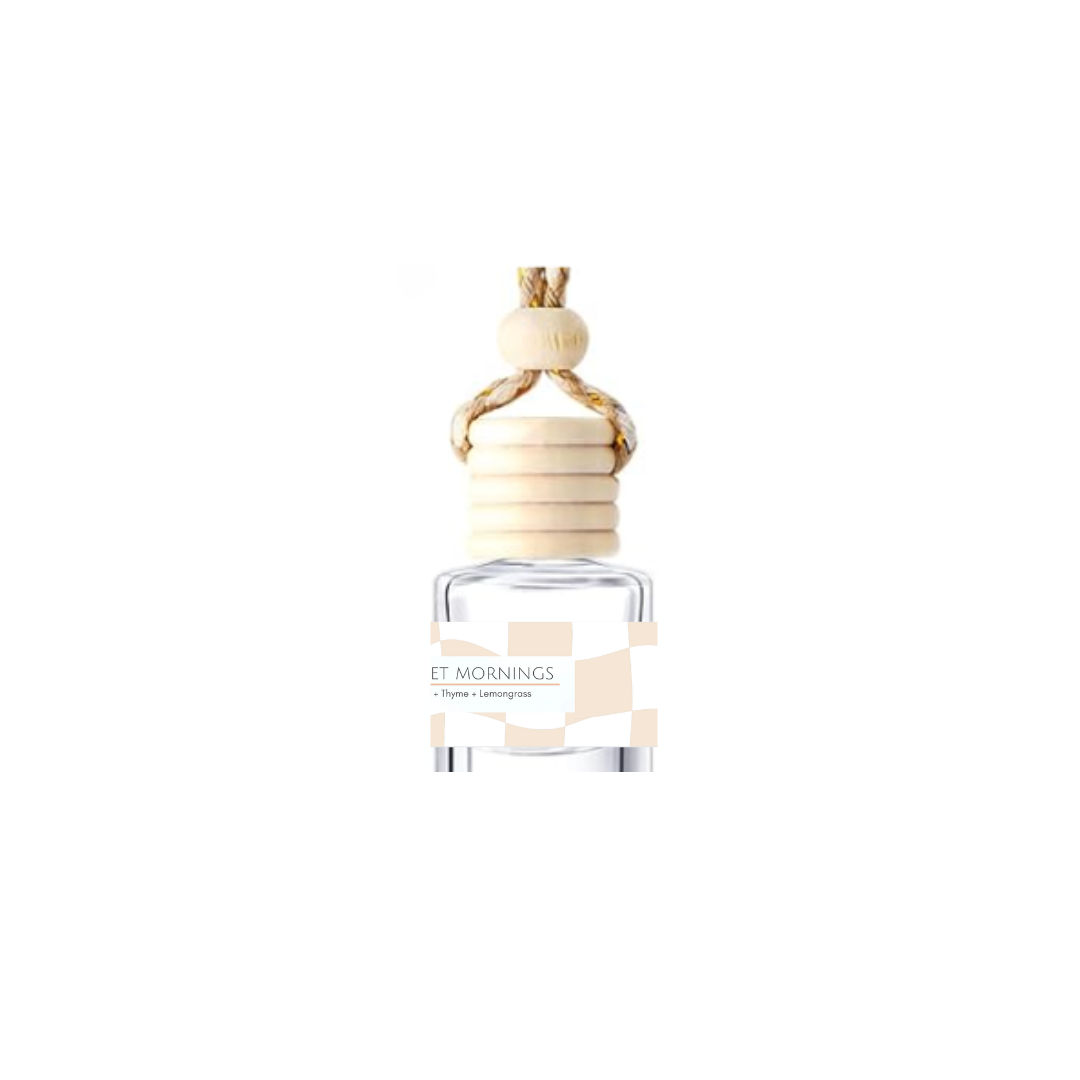 Perfume bottle with wooden cap on a white background
