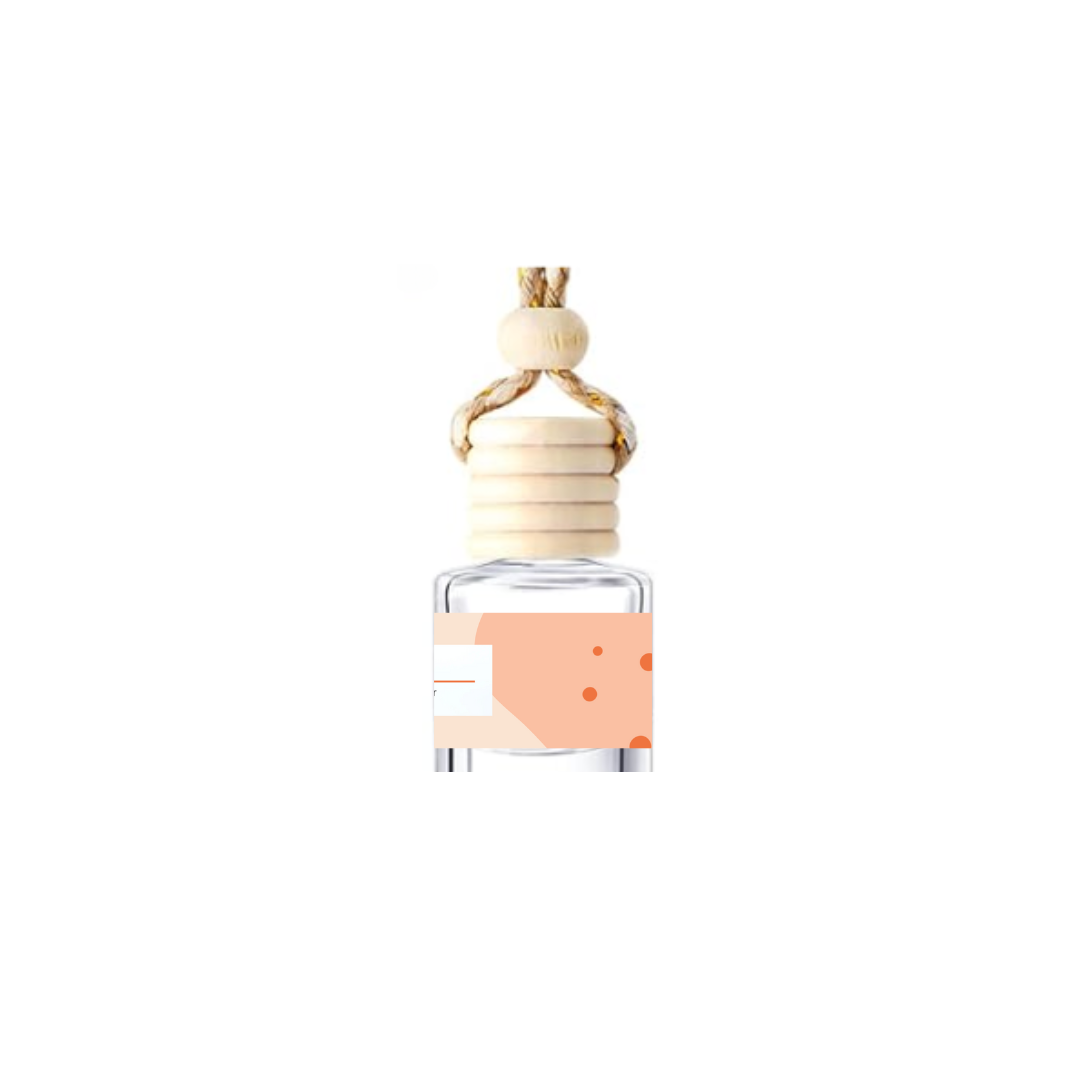 Perfume bottle with wooden cap on a white background