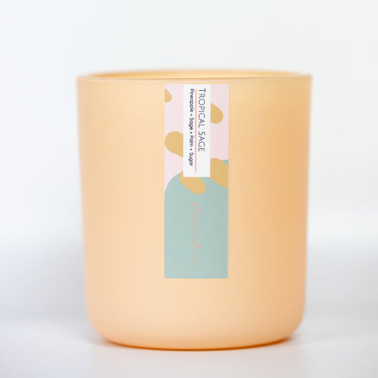 Pure Soy Candle | Tropical Sage | 15 oz Double Wick | Peach Color