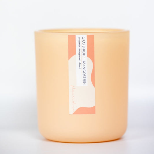 Pure Soy Candle | Grapefruit + Mangosteen | 15 oz Double Wick | Peach Color