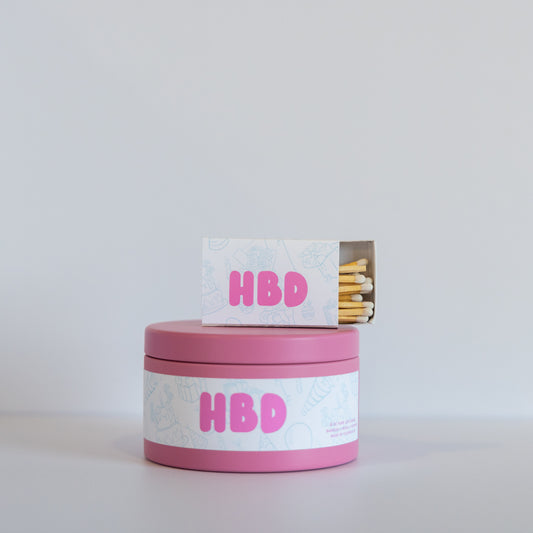 HBD Happy Birthday! | Hot Pink | 6 oz Metal Tin Double Wick Artisan Candle