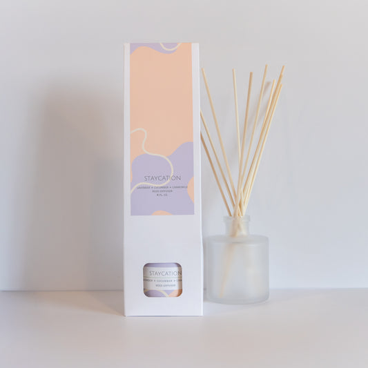 Staycation | Frosted Glass Vessel With Bamboo Reeds | Artisan Reed Diffuser
