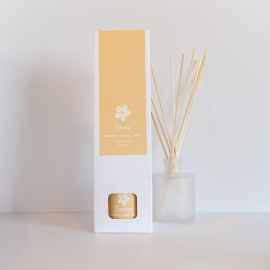 Sunny | Frosted Glass Vessel with Bamboo Reeds | Artisan Reed Diffuser