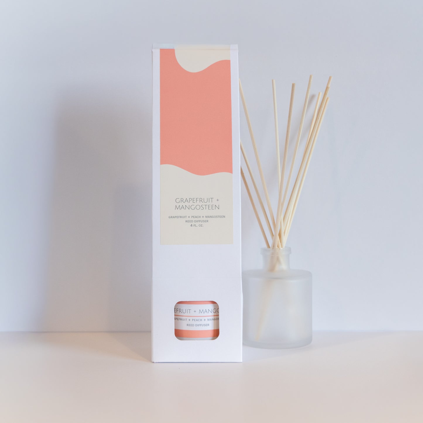 Grapefruit + Mangosteen | Frosted Glass Vessel With Bamboo Reeds | Artisan Reed Diffuser