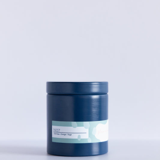 Nest | Navy | 10 oz Metal Tin Single Wick Artisan Candle