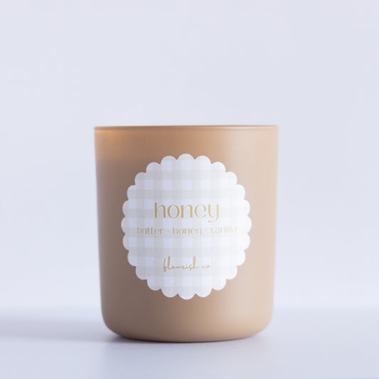 Honey | Beige | 15 oz Glass Double Wick Artisan Candle