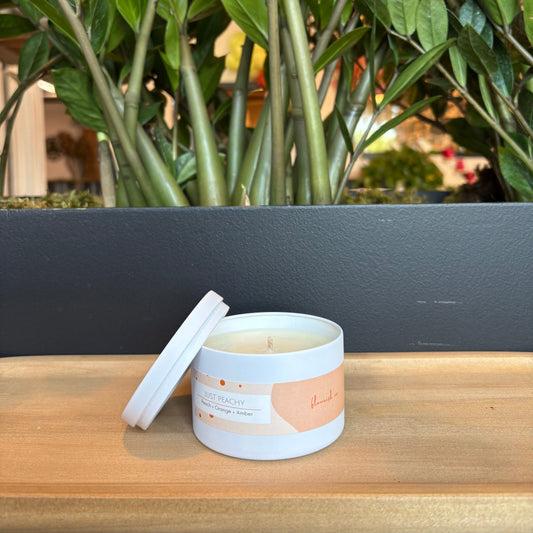 Pure Soy Tiny Batch Candle | Just Peachy | 6 oz Metal Tin with Lid