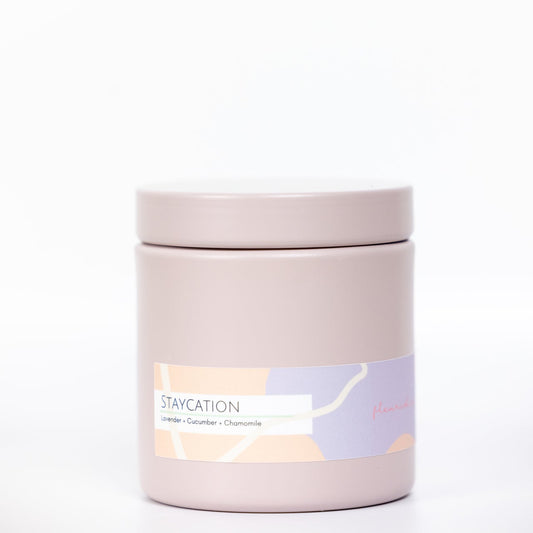 Lavender Candle Tin on White Background