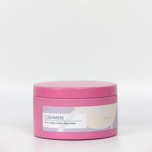 Pure Soy Candle | Cashmere | 6 oz Metal Tin with Lid | Hot Pink