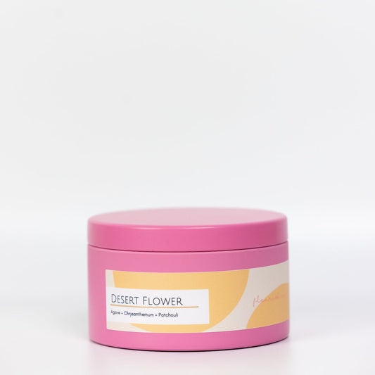 Pure Soy Candle | Desert Flower | 6 oz Metal Tin with Lid | Hot Pink