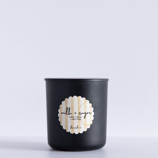 Milk + Sugar | Black | 9 oz Glass with Metal Lid Single Wick Artisan Candle