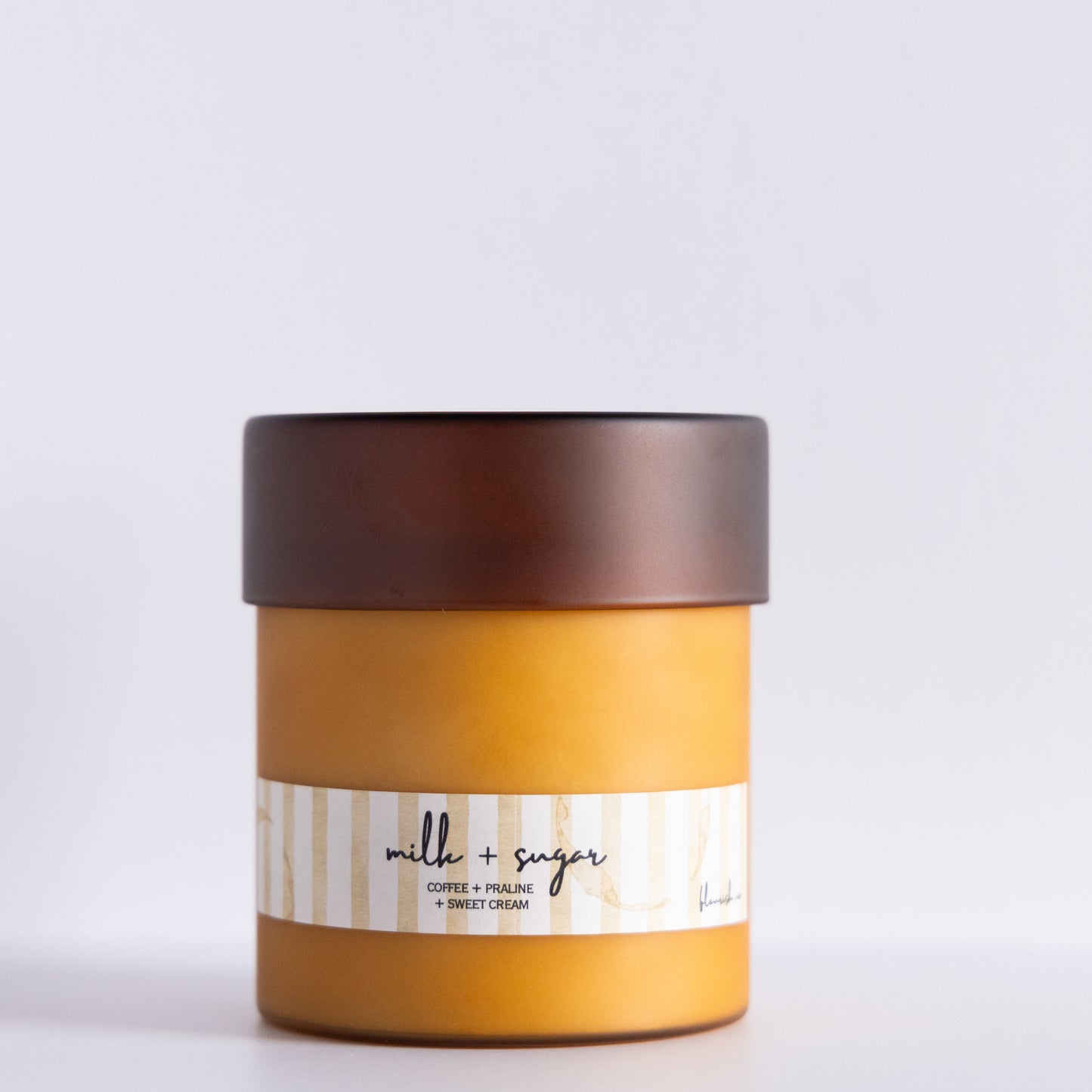 Milk + Sugar | Brown Duo | 18 oz Frosted Glass with Lid Double Wick Artisan Candle