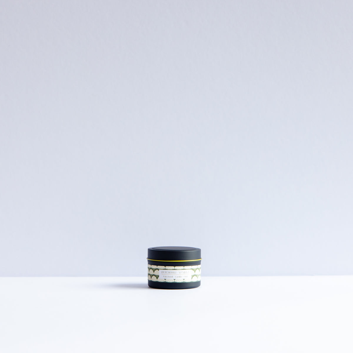 Patchouli + Vanilla | Black | 4 oz Metal Tin Single Wick Artisan Candle