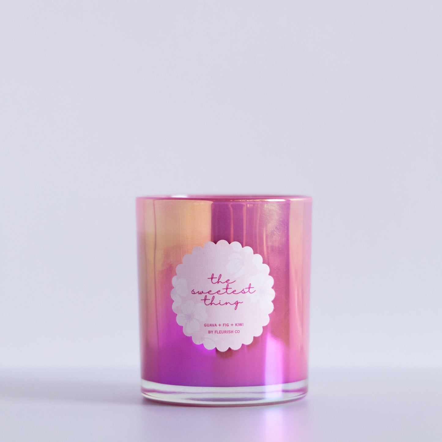 The Sweetest Thing | Hot Pink Iridescent | 9 oz Glass with Glitter Single Wick Artisan Candle