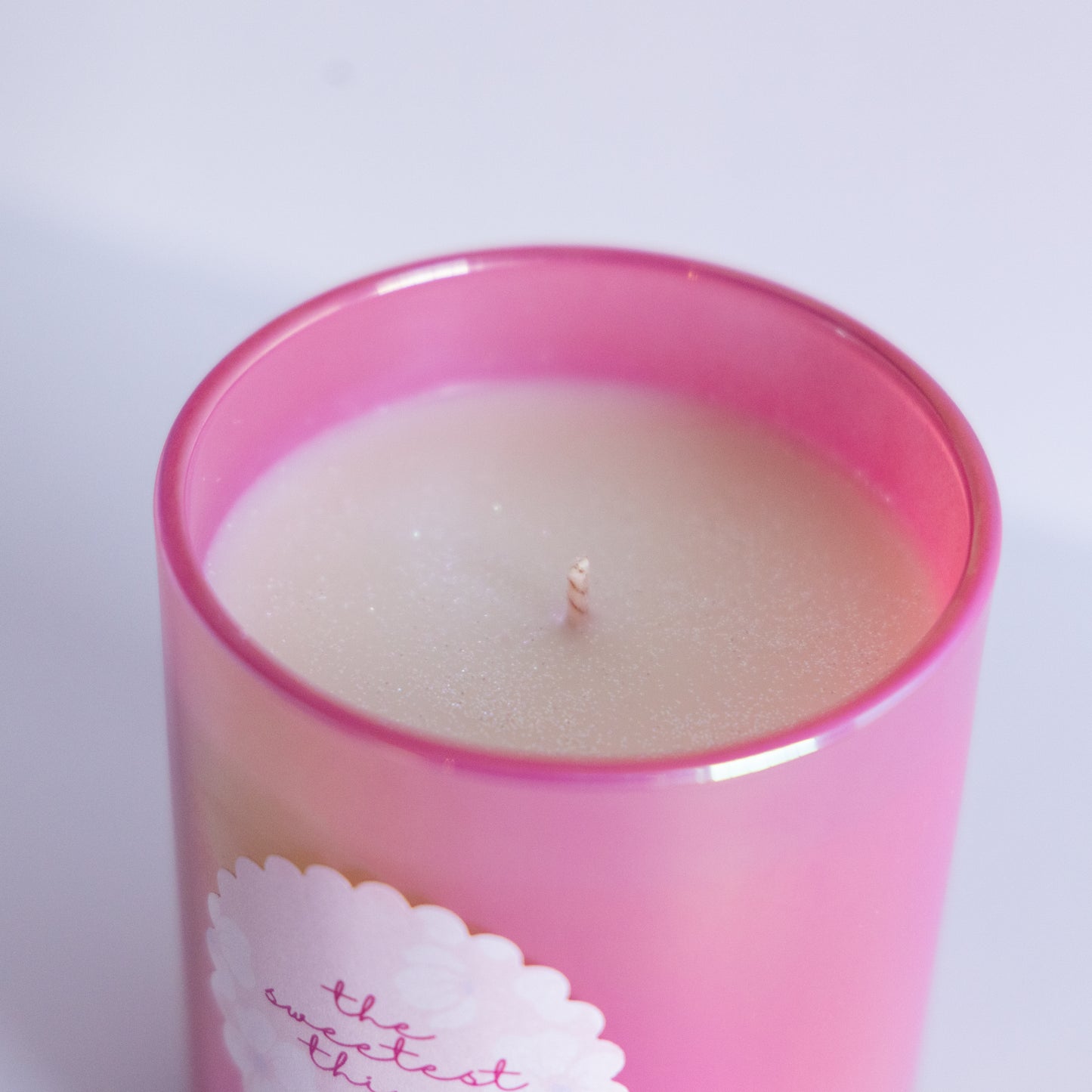 The Sweetest Thing | Hot Pink Iridescent | 9 oz Glass with Glitter Single Wick Artisan Candle