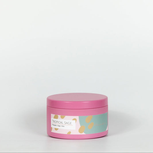 Hot Pink Candle Tin Tropical Sage Scent